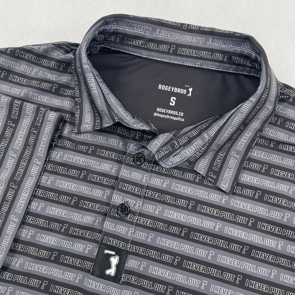 Bogey Bros Polo Shirt Men S Gray I Never Pull Out Print Performance Golf Stretch